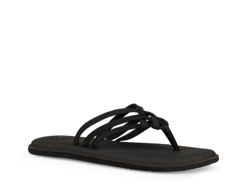 Black Sanuk Yoga Salty Women's Flip Flops | 41KQTXFUP