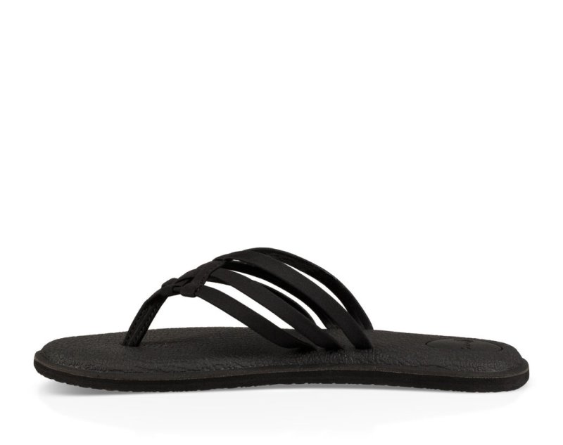 Black Sanuk Yoga Salty Women's Flip Flops | 41KQTXFUP