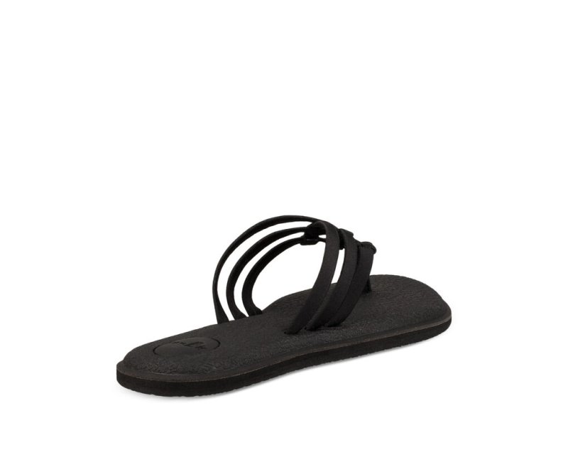 Black Sanuk Yoga Salty Women's Flip Flops | 41KQTXFUP