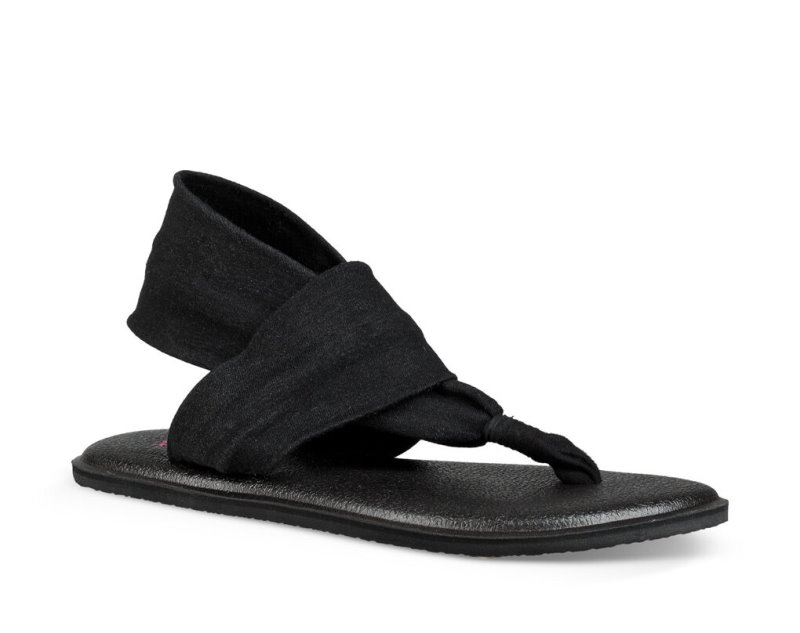 Black Sanuk Yoga Sling Burst Kids' Sandals | 95PGEQBCZ