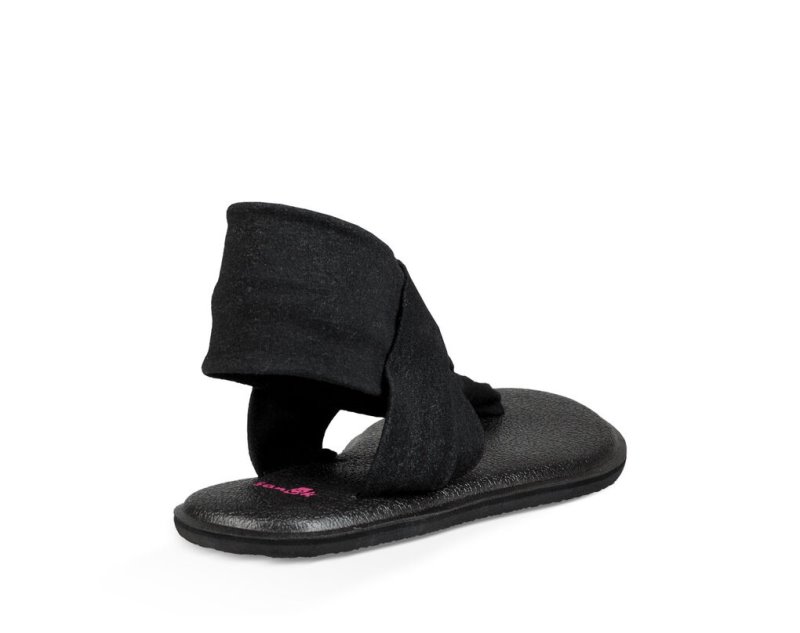 Black Sanuk Yoga Sling Burst Kids' Sandals | 95PGEQBCZ