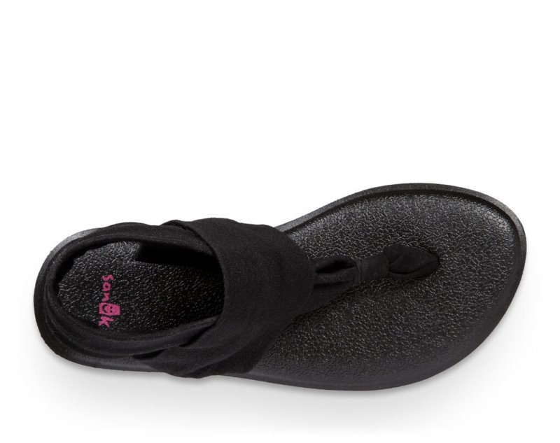 Black Sanuk Yoga Sling Burst Kids' Sandals | 95PGEQBCZ