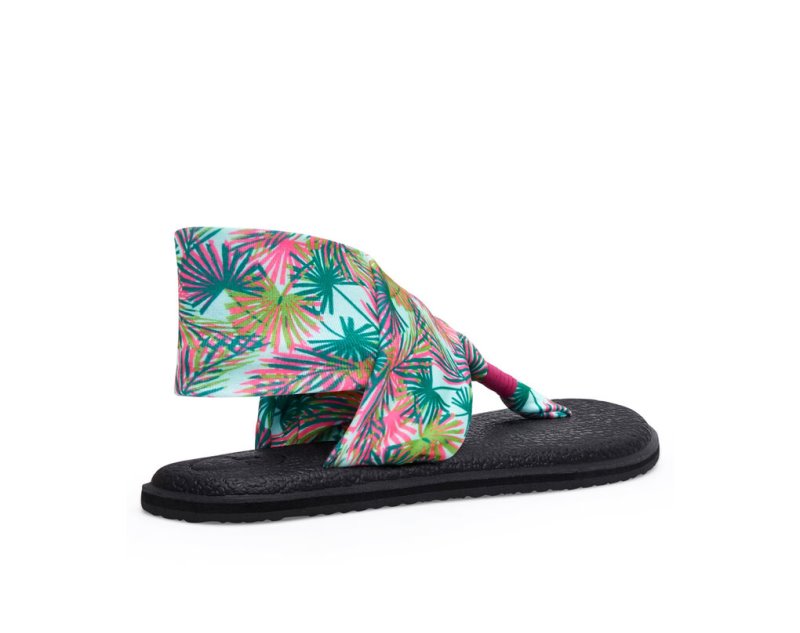 Black Sanuk Yoga Slings 2 Tropical Vegan Women's Sandals | 85KZFIAWE