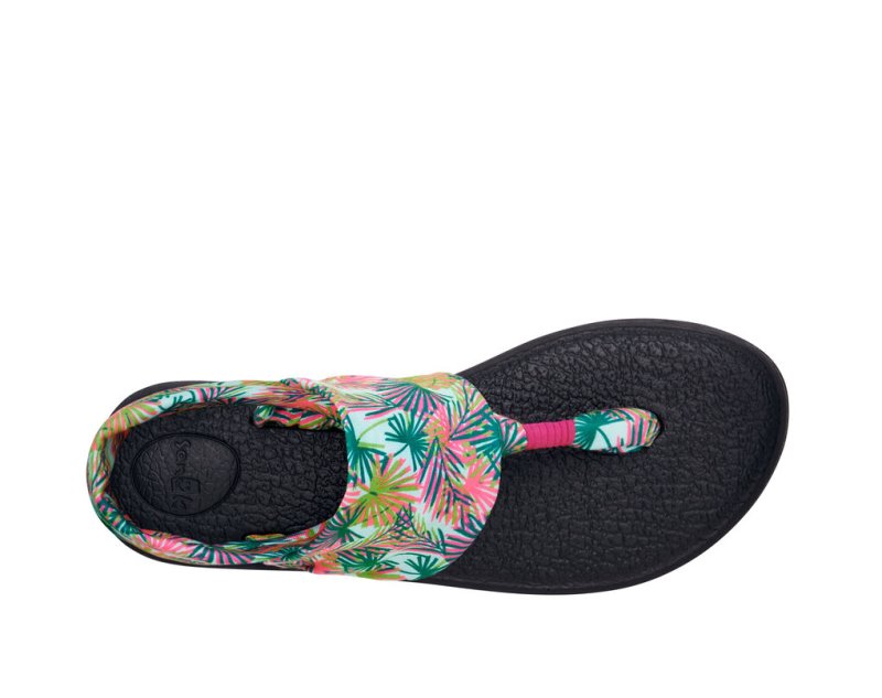 Black Sanuk Yoga Slings 2 Tropical Vegan Women's Sandals | 85KZFIAWE