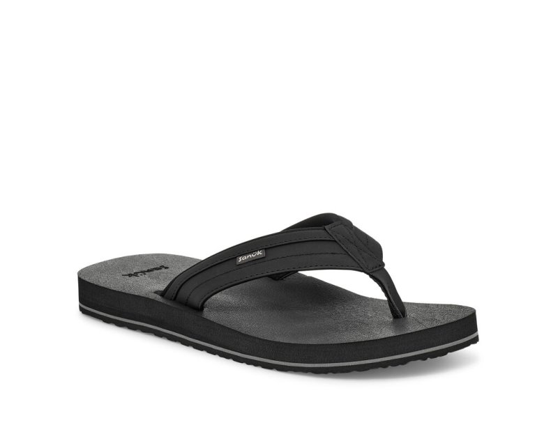 Black Sanuk Ziggy Water Friendly Men's Flip Flops | 51LHPEZIR