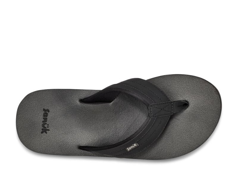 Black Sanuk Ziggy Water Friendly Men's Flip Flops | 51LHPEZIR