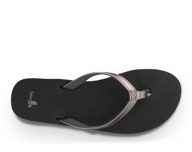 Blue Grey Sanuk Yoga Joy Women's Flip Flops | 04NDJYTZG