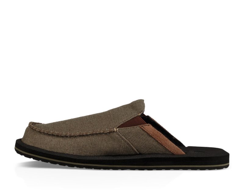 Brown / Black Sanuk You Got My Back III Men's Slippers | 92DLYRHOI