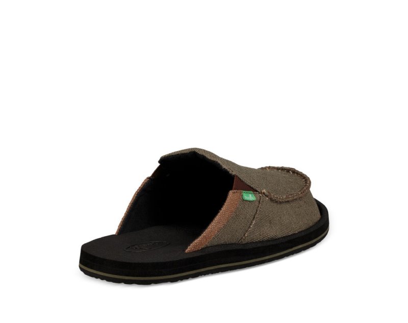 Brown / Black Sanuk You Got My Back III Men's Slippers | 92DLYRHOI