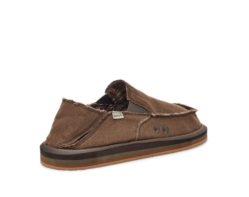 Brown Sanuk Vagabond Soft Top Hemp Collapsible Heel Men's Sidewalk Surfers | 35PCTFNYB