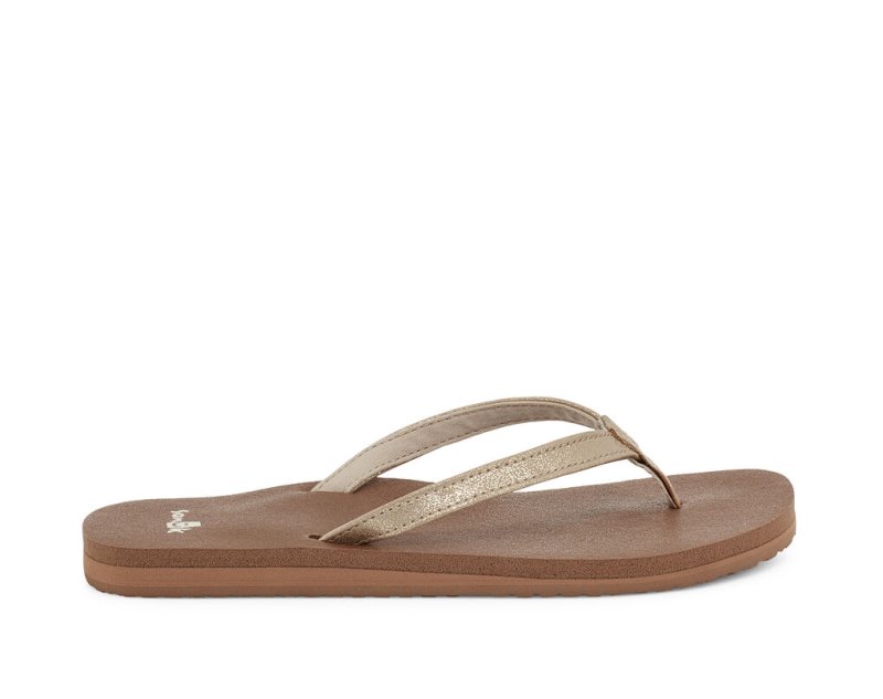 Brown Sanuk Yoga Joy Shimmer Women\'s Sandals | 13VZQCIFY