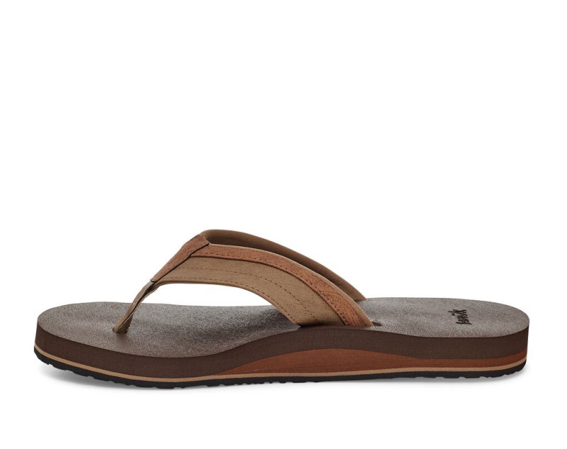 Brown Sanuk Ziggy Water Friendly Men's Flip Flops | 46UVDKPSY