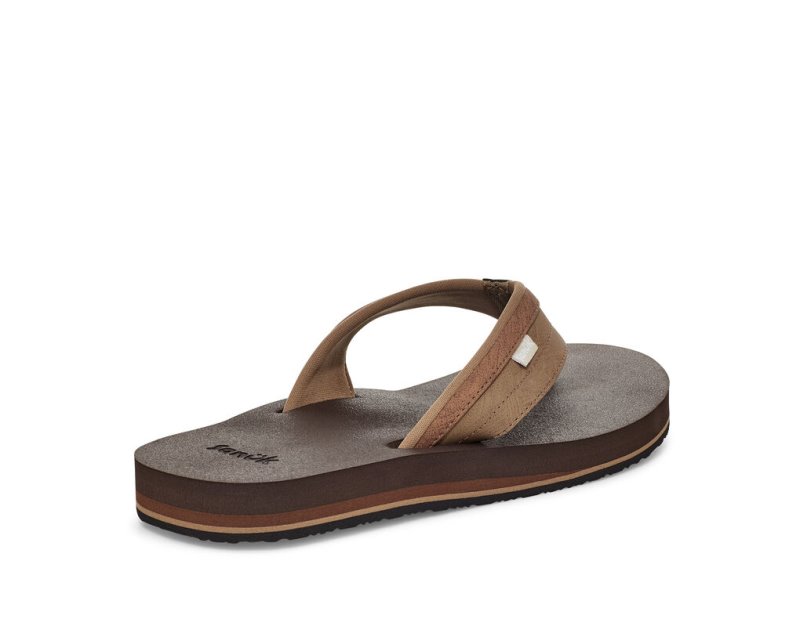 Brown Sanuk Ziggy Water Friendly Men's Flip Flops | 46UVDKPSY