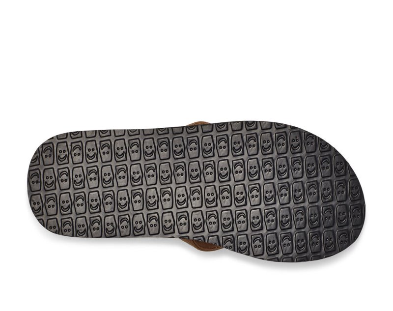 Brown Sanuk Ziggy Water Friendly Men's Flip Flops | 46UVDKPSY