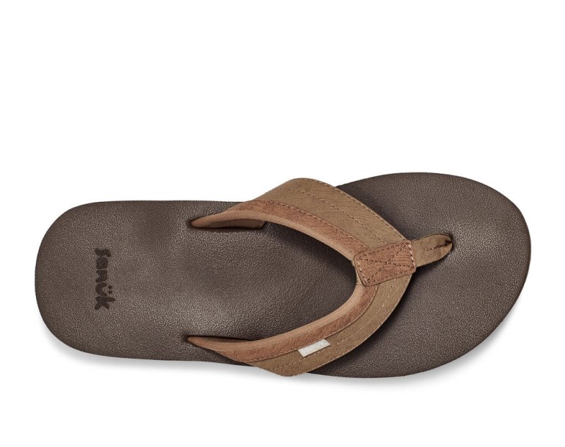 Brown Sanuk Ziggy Water Friendly Men's Flip Flops | 46UVDKPSY