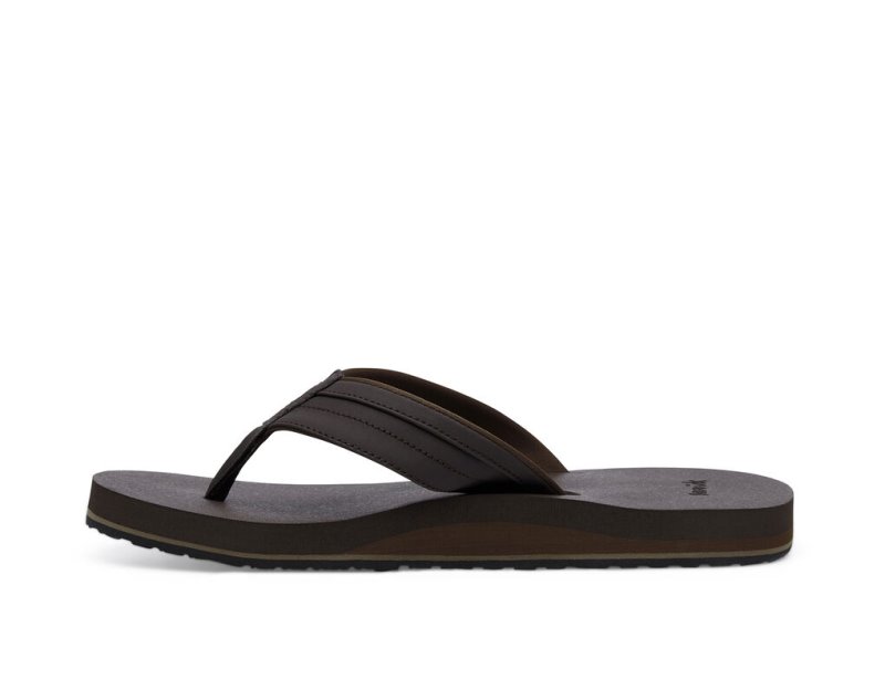 Dark Brown Sanuk Ziggy Water Friendly Men's Flip Flops | 28GJHETSP