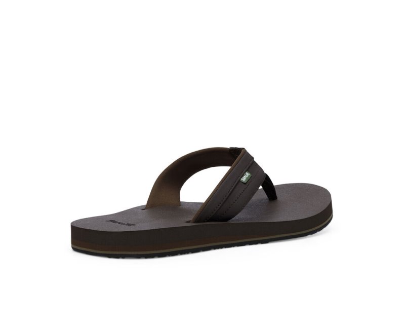 Dark Brown Sanuk Ziggy Water Friendly Men's Flip Flops | 28GJHETSP