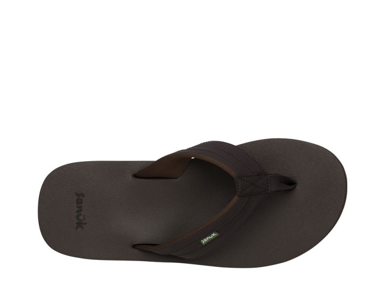 Dark Brown Sanuk Ziggy Water Friendly Men's Flip Flops | 28GJHETSP