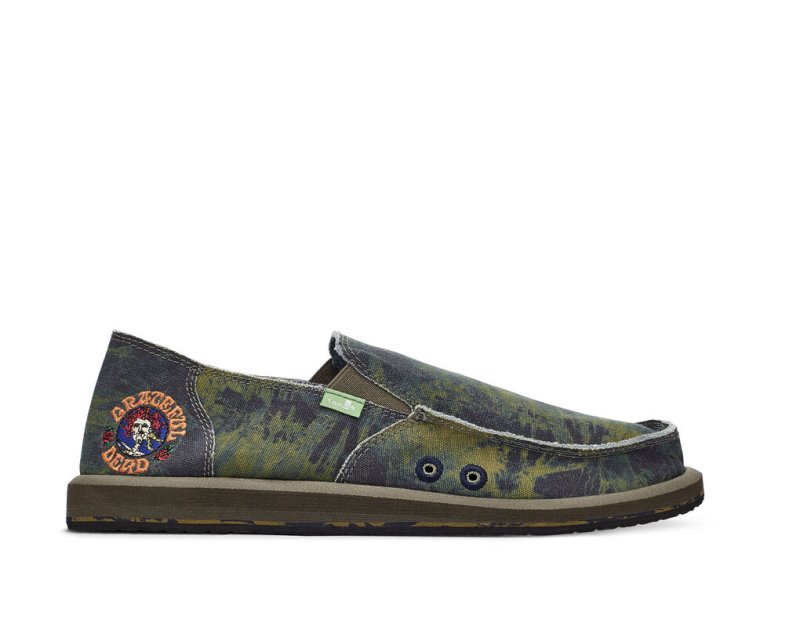 Green / Navy Sanuk Vagabond Kids\' Sidewalk Surfers | 95COGUJDS