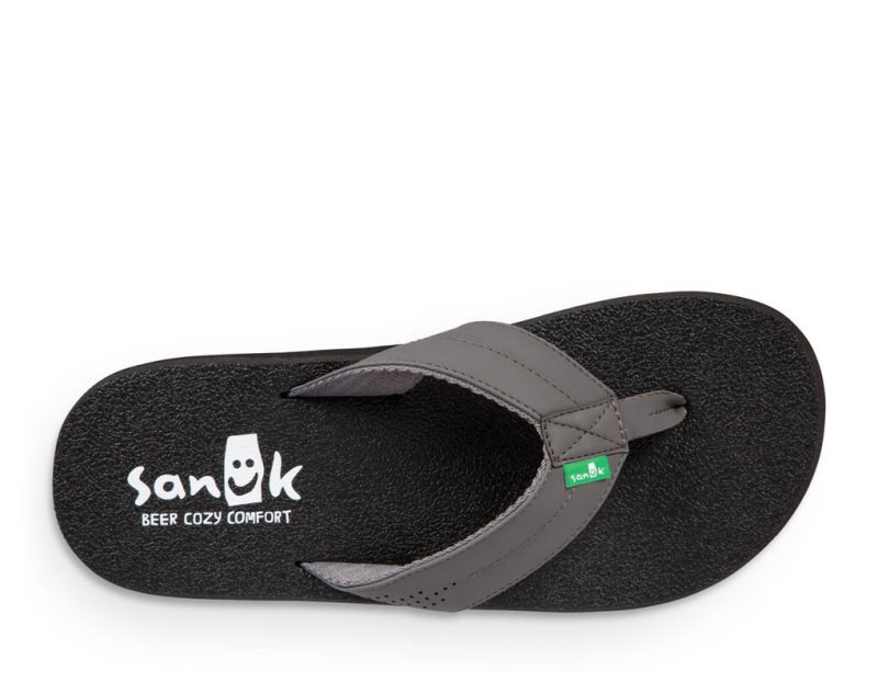 Grey / Grey Sanuk Beer Cozy Coaster Men's Flip Flops | 63GXEDCUV