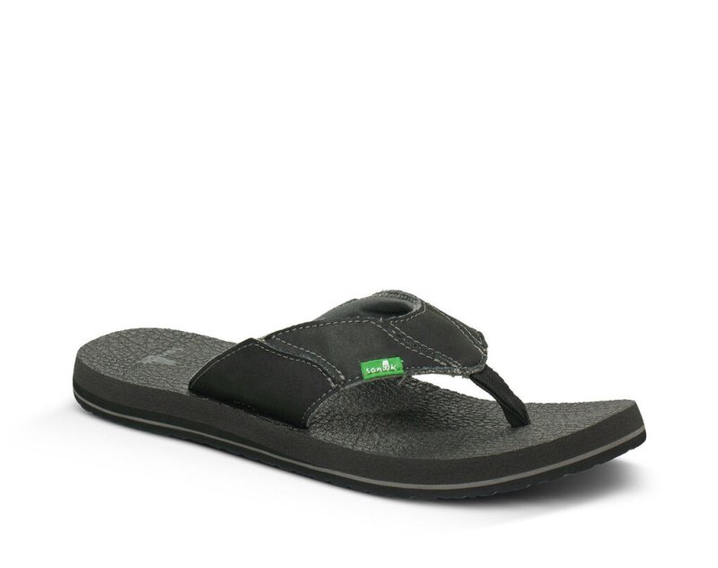 Grey Sanuk Fault Line Men's Flip Flops | 64QIPEJLB