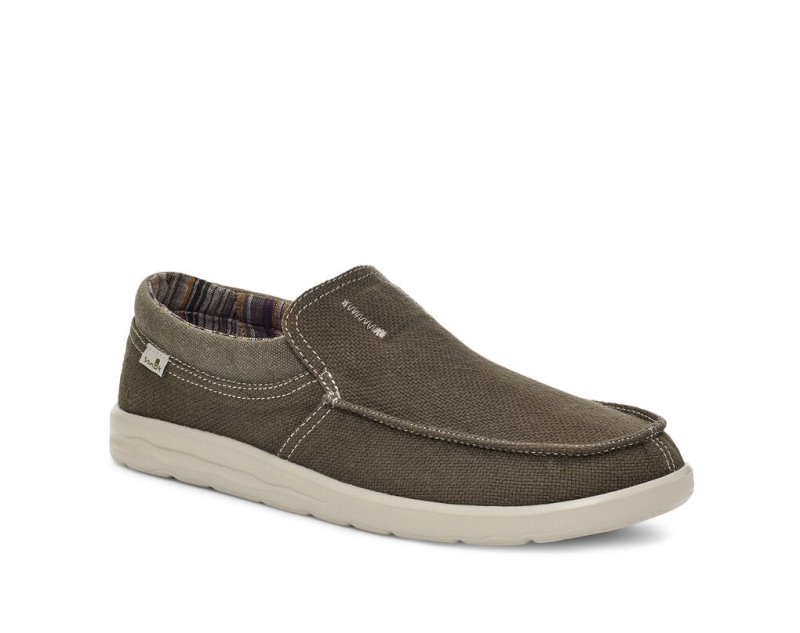 Grey Sanuk Hi Bro Lite Hemp Slip On Earth Men's Shoes | 45GZQSVOR