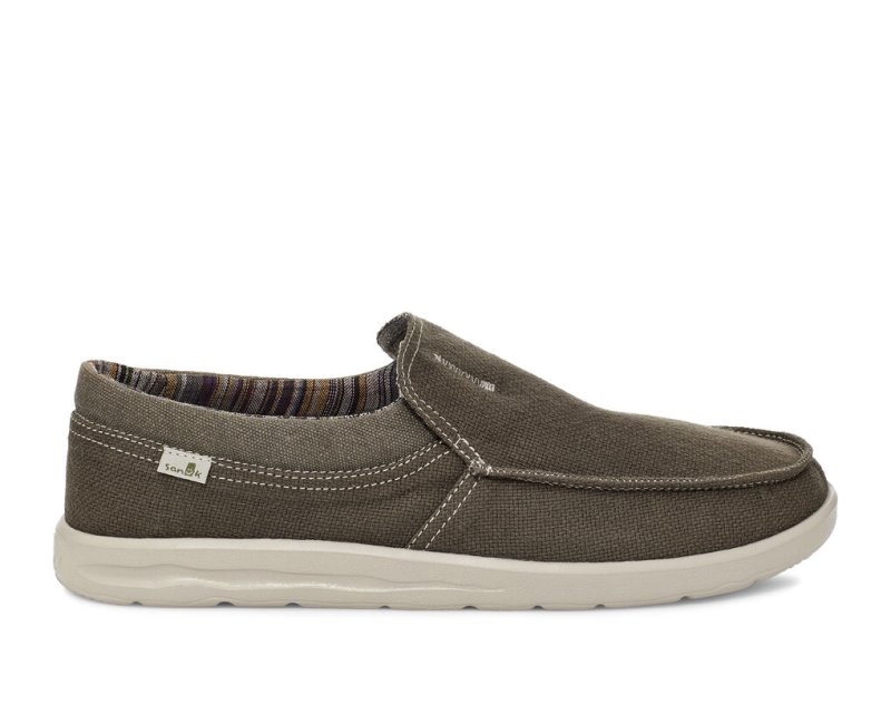 Grey Sanuk Hi Bro Lite Hemp Slip On Earth Men\'s Shoes | 45GZQSVOR