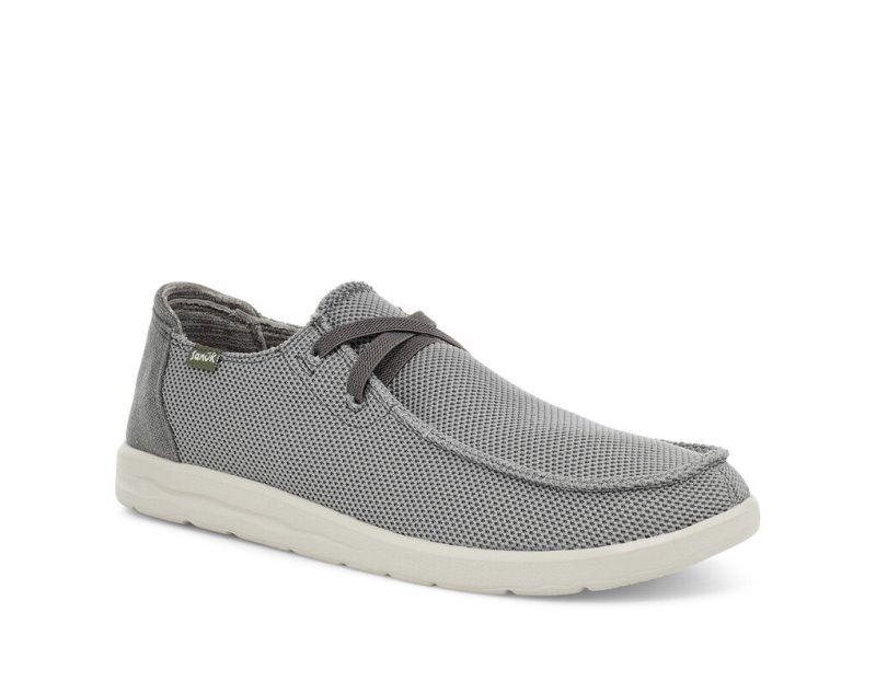 Grey Sanuk Shaka Mesh No Tie Men's Sidewalk Surfers | 41OLJRAMZ