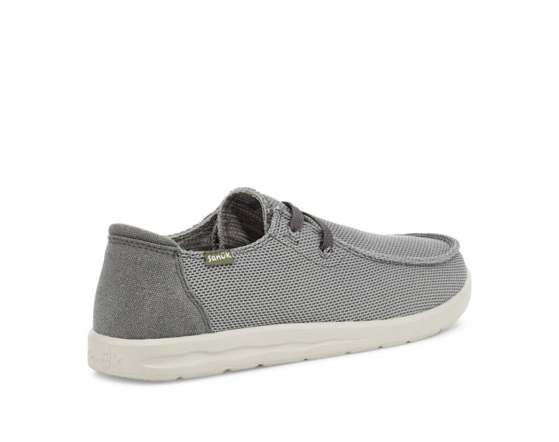 Grey Sanuk Shaka Mesh No Tie Men's Sidewalk Surfers | 41OLJRAMZ