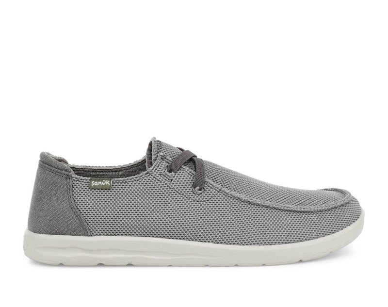 Grey Sanuk Shaka Mesh No Tie Men\'s Sidewalk Surfers | 41OLJRAMZ