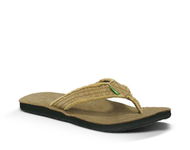 Khaki Sanuk Fraid Not Big & Tall Men's Flip Flops | 70TGABKMF