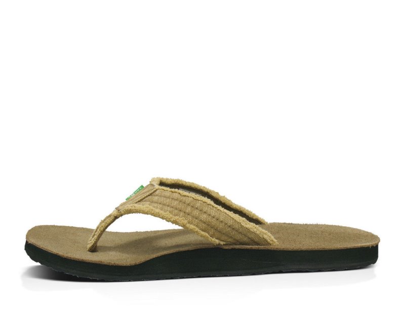 Khaki Sanuk Fraid Not Big & Tall Men's Flip Flops | 70TGABKMF