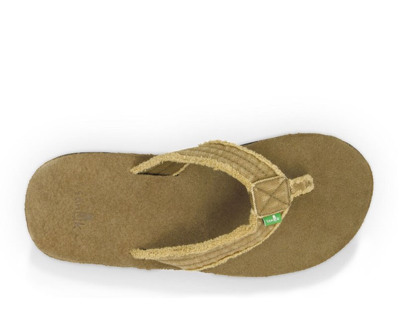 Khaki Sanuk Fraid Not Big & Tall Men's Flip Flops | 70TGABKMF