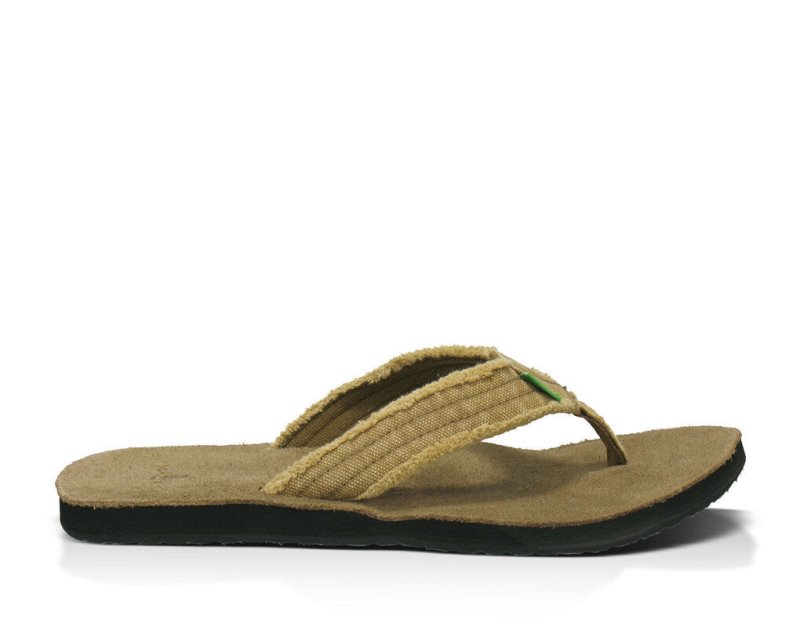 Khaki Sanuk Fraid Not Big & Tall Men\'s Flip Flops | 70TGABKMF