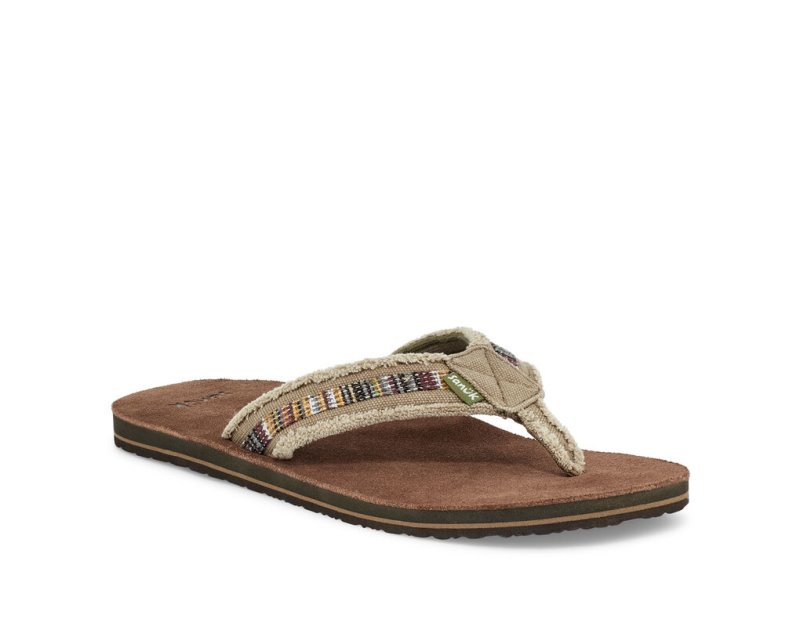 Khaki Sanuk Fraid So Eco Friendly Men's Flip Flops | 25XEZQJLI