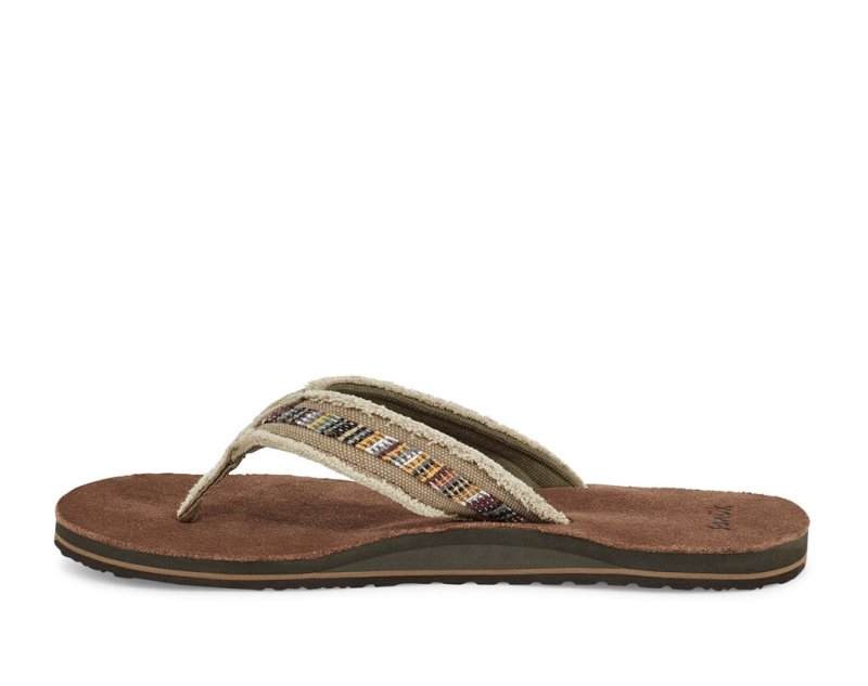 Khaki Sanuk Fraid So Eco Friendly Men's Flip Flops | 25XEZQJLI