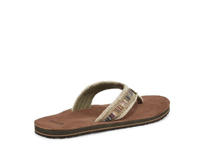 Khaki Sanuk Fraid So Eco Friendly Men's Flip Flops | 25XEZQJLI