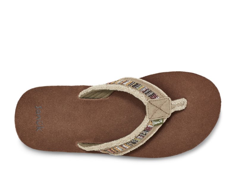 Khaki Sanuk Fraid So Eco Friendly Men's Flip Flops | 25XEZQJLI