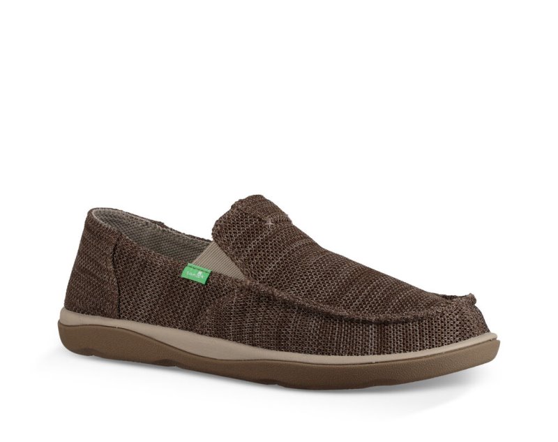 Khaki Sanuk Mesh Vagabond Tripper Men's Sidewalk Surfers | 60VWEBTOZ