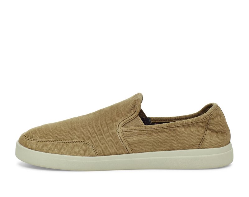 Khaki Sanuk Vagabond Slip On Sneaker Wash Vegan Men's Sidewalk Surfers | 03DMZNGXK