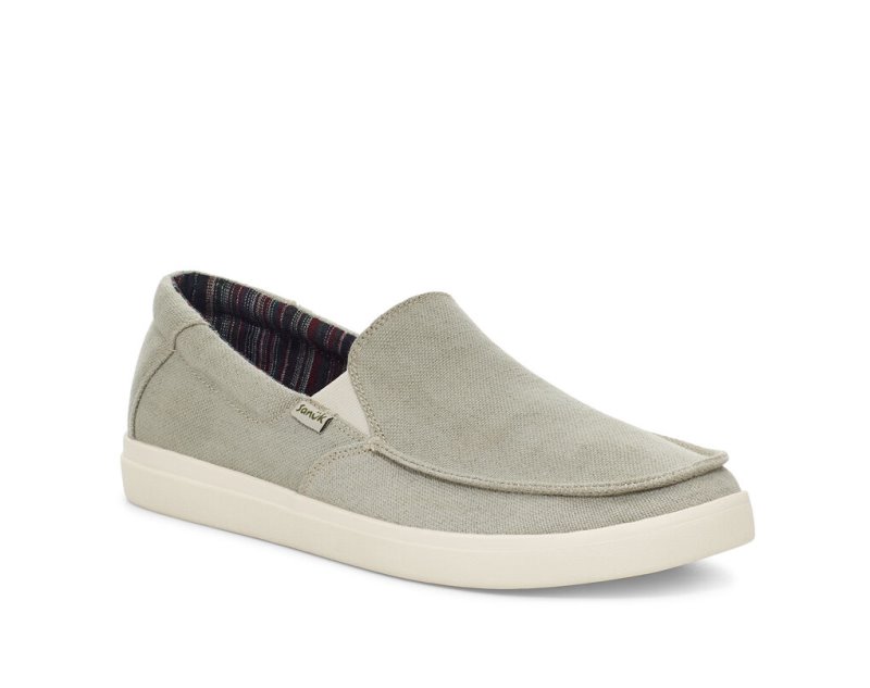 Light Green Sanuk Sideline 2 Hemp Slip On Men's Sidewalk Surfers | 85GVRXBSU