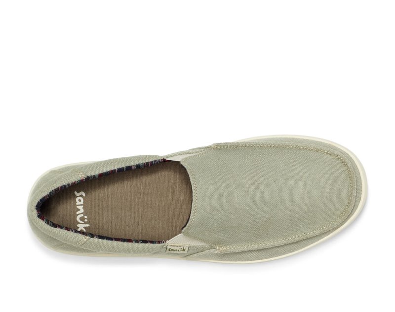 Light Green Sanuk Sideline 2 Hemp Slip On Men's Sidewalk Surfers | 85GVRXBSU