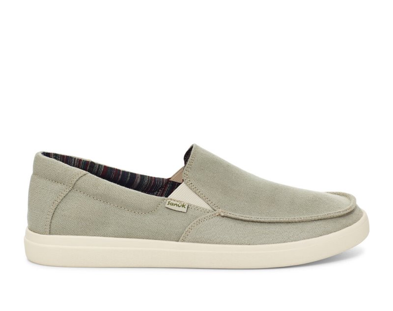 Light Green Sanuk Sideline 2 Hemp Slip On Men\'s Sidewalk Surfers | 85GVRXBSU