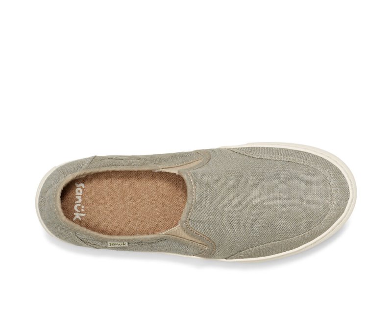 Light Grey Sanuk Tideline Hemp Slip On Men's Shoes | 36ZEXCDUP