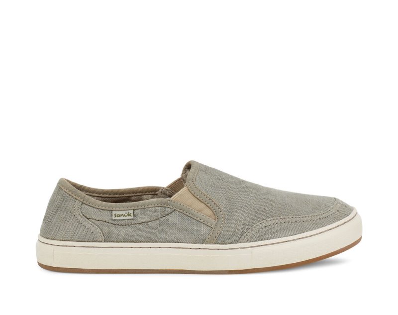 Light Grey Sanuk Tideline Hemp Slip On Men\'s Shoes | 36ZEXCDUP