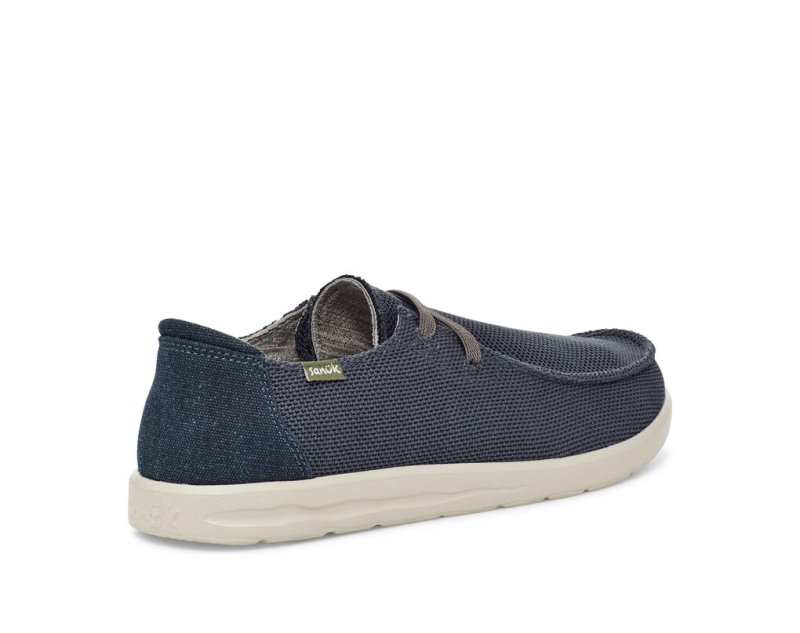 Navy Sanuk Shaka Mesh No Tie Men's Shoes | 61ACDBHYS