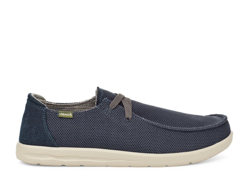 Navy Sanuk Shaka Mesh No Tie Men\'s Shoes | 61ACDBHYS