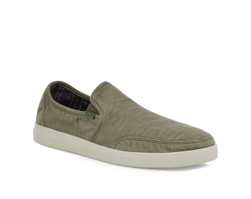 Olive Sanuk Vagabond Slip On Sneaker Wash Vegan Men's Shoes | 30WQCRMNL