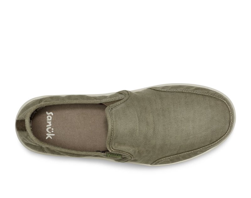 Olive Sanuk Vagabond Slip On Sneaker Wash Vegan Men's Shoes | 30WQCRMNL