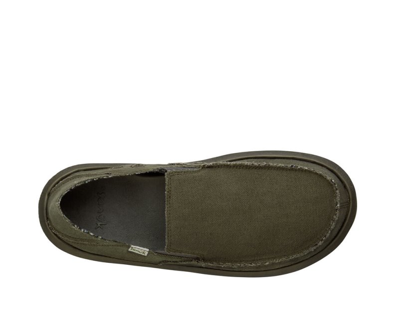 Olive Sanuk Vagabond Soft Top Hemp Collapsible Heel Men's Shoes | 28JRFIEWQ